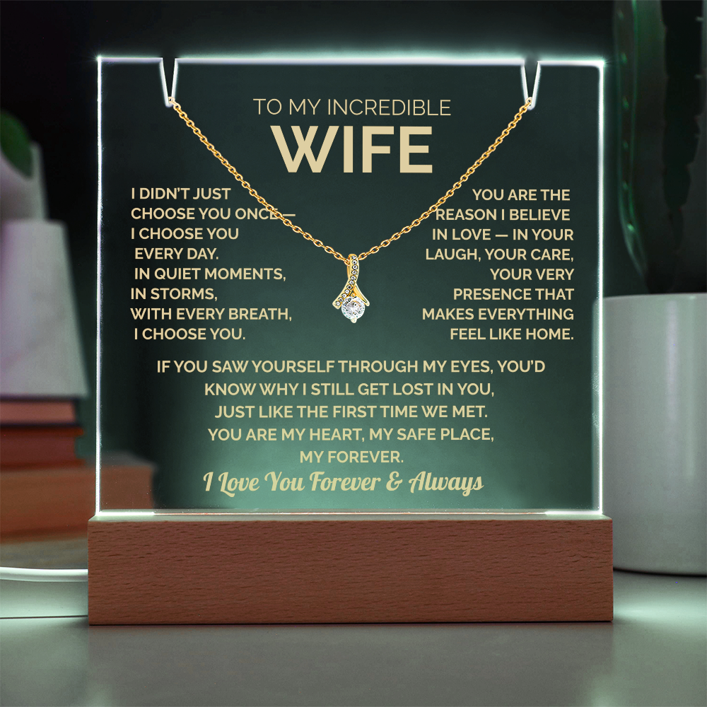 Acrylic Plaque & Necklace – Romantic Gift for Wife – Anniversary, Birthday, Christmas