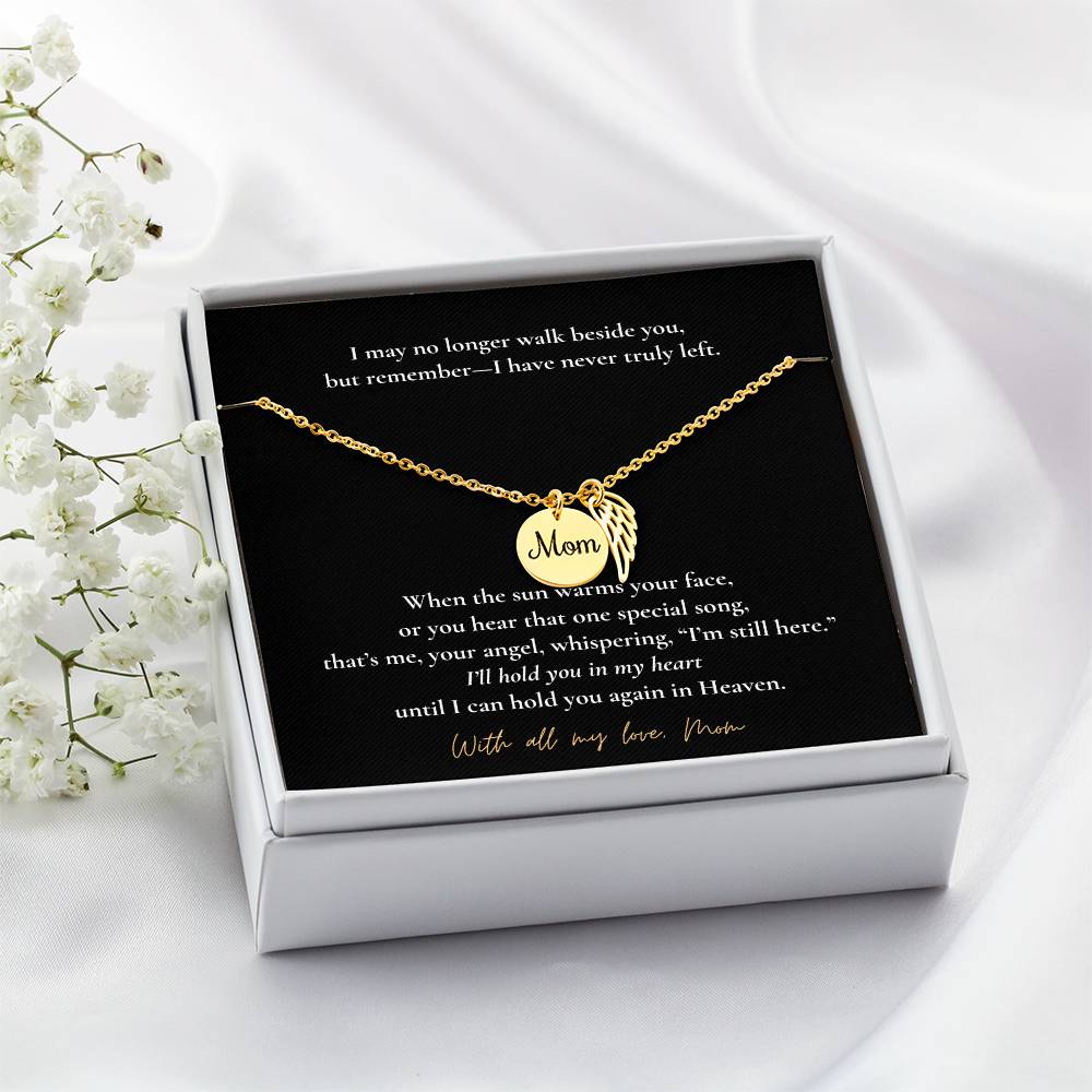 Memorial Jewelry for Loss of Mom – Remembrance Necklace with Angel Wing – Sympathy Gift Keepsake