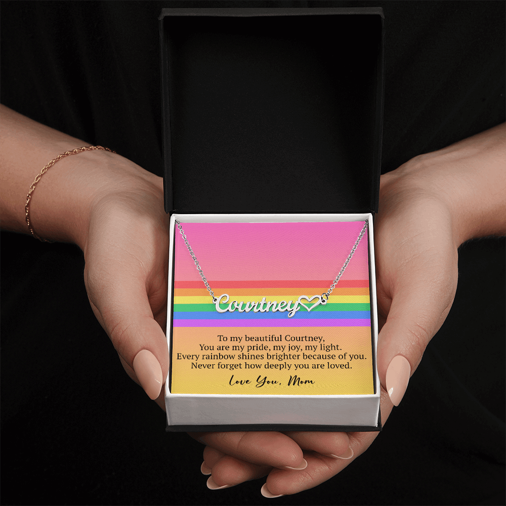 Custom Name Necklace – Rainbow Pride Gift for LGBT Child from Mom