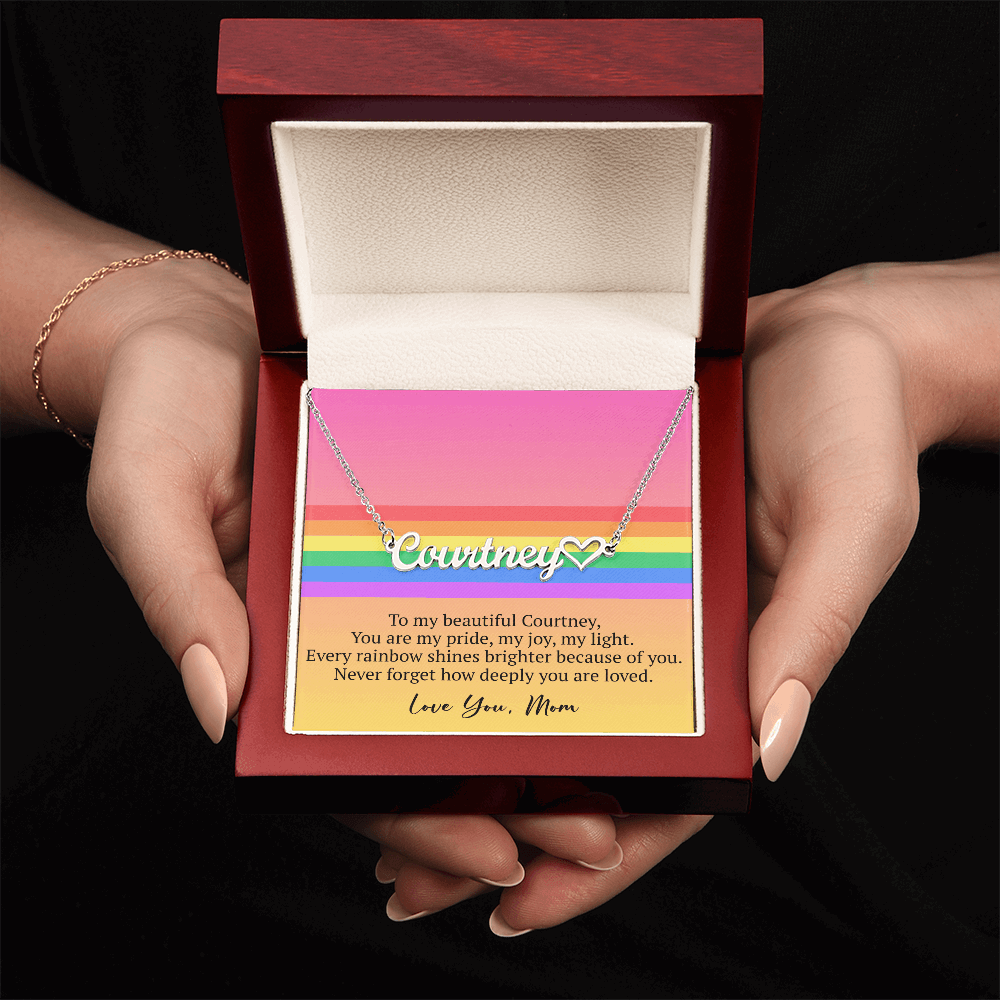 Custom Name Necklace – Rainbow Pride Gift for LGBT Child from Mom