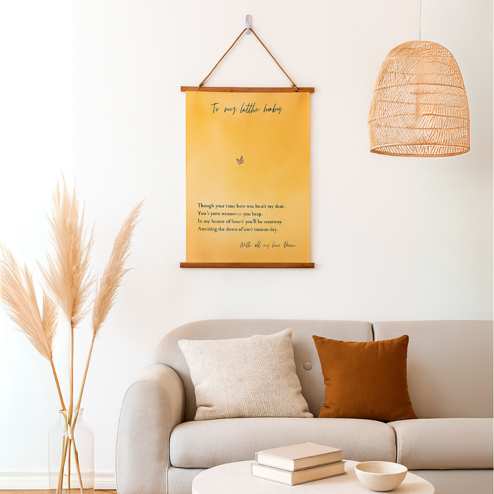 Angel Baby Memorial Tapestry | Pregnancy Loss Wall Art | Miscarriage Remembrance Gift for Mom | Butterfly Infant Loss Keepsake Decor