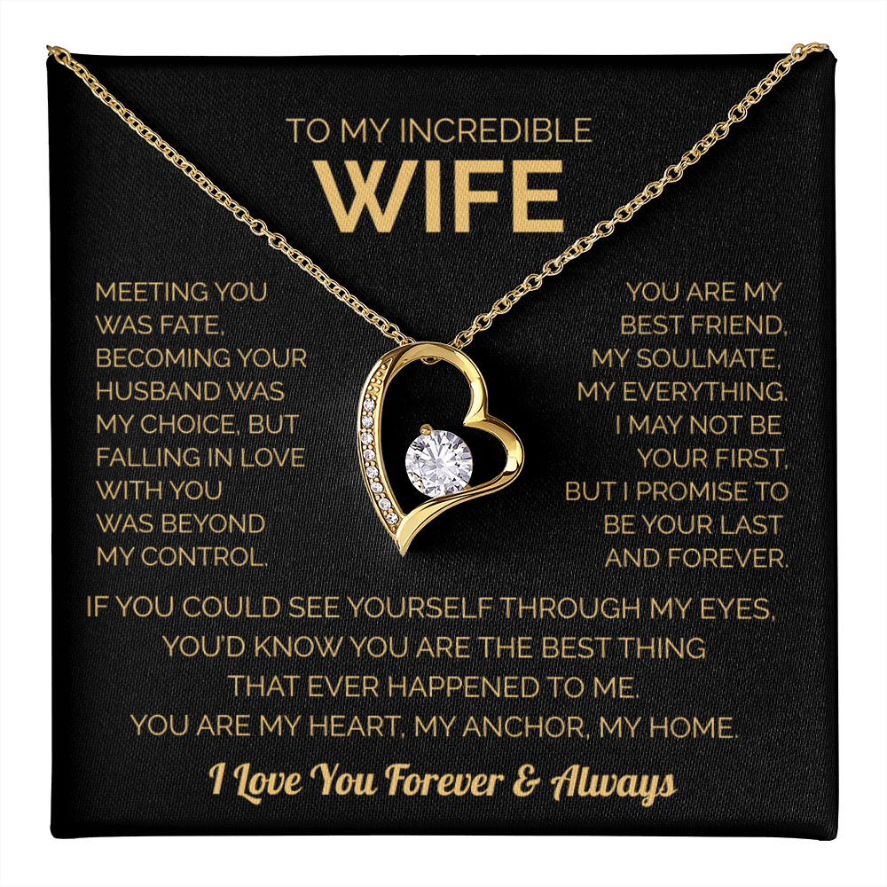 To My Wife – Heart Necklace with Red Rose Gift Box | Romantic Jewelry Gift for Christmas, Birthday & Anniversary