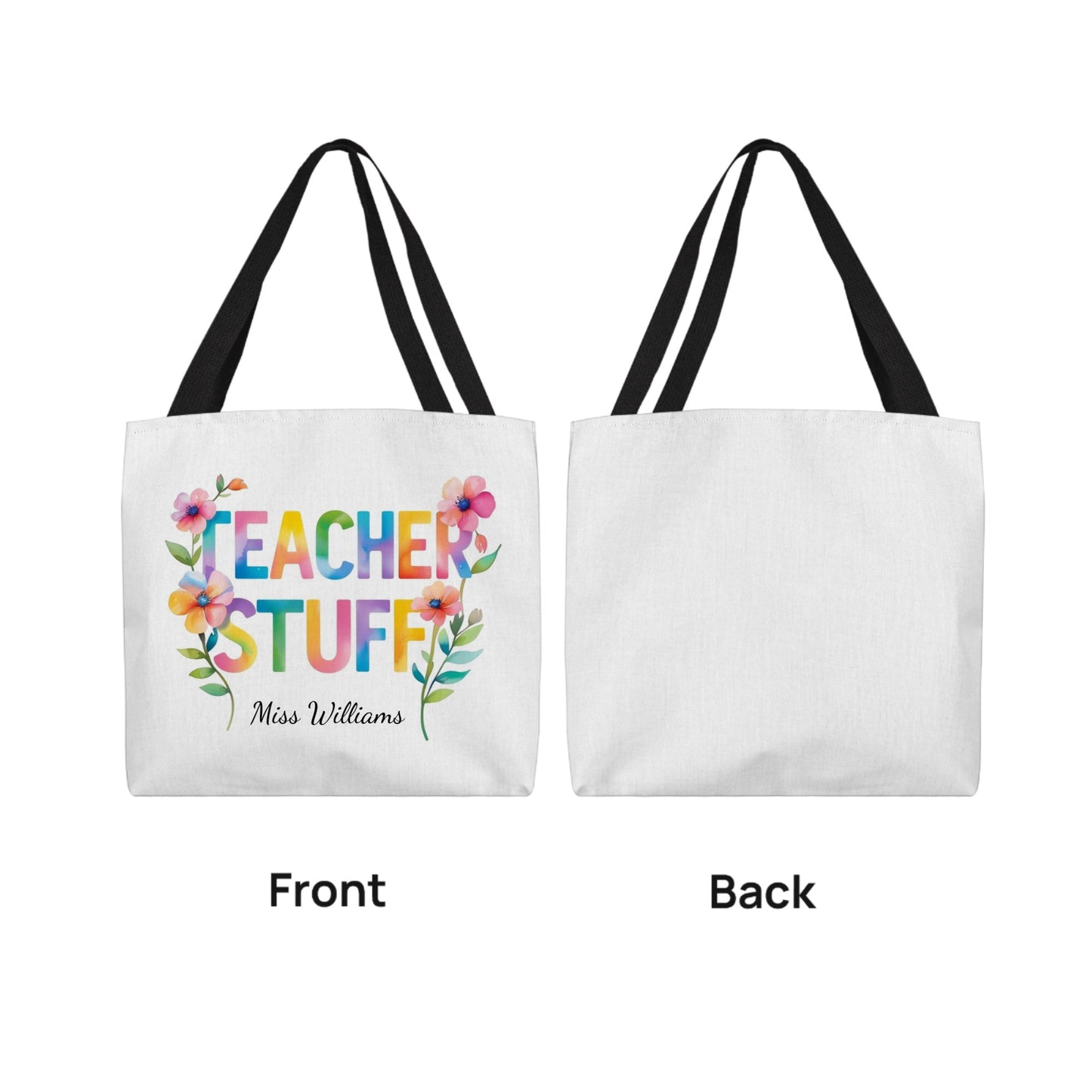 Personalized TEACHER STUFF Tote Bag – Custom Teacher Name Gift