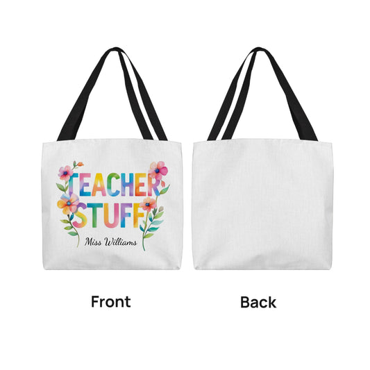 Personalized TEACHER STUFF Tote Bag – Custom Teacher Name Gift