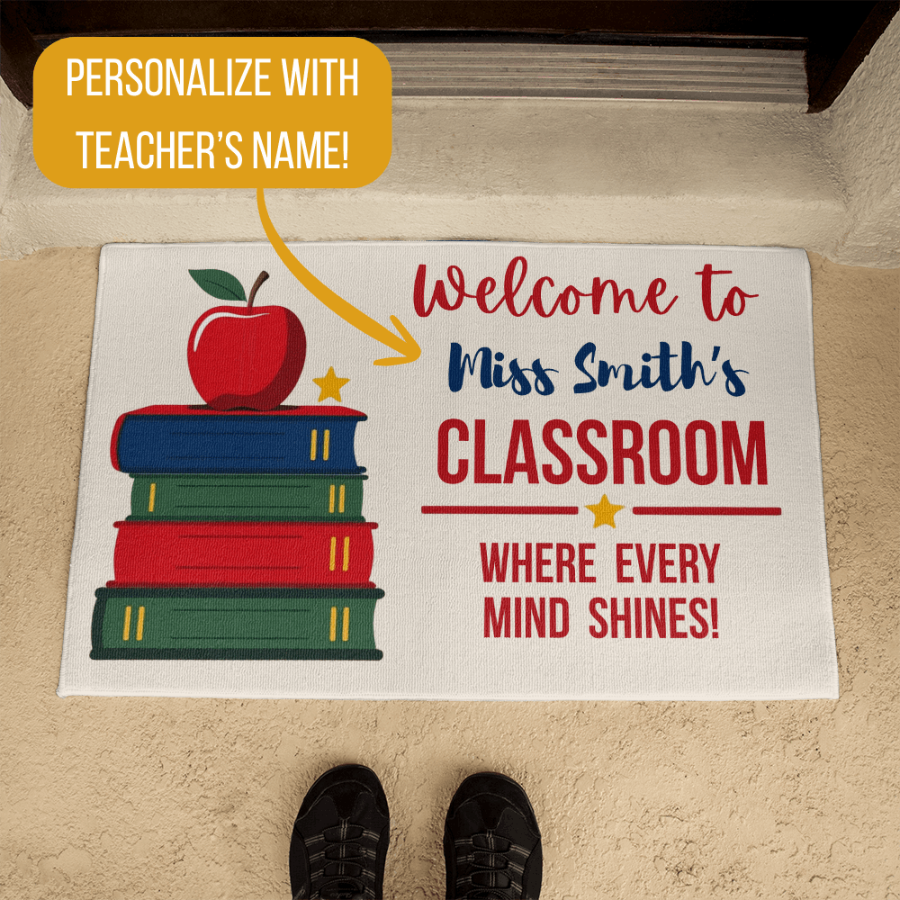 Custom Teacher Doormat with Name - Personalized Classroom Door Mat | School Supply Gift for Teacher Appreciation Week