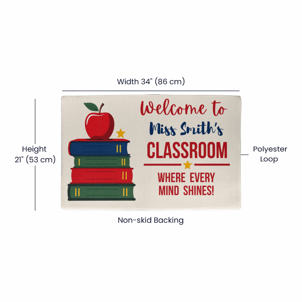 Custom Teacher Doormat with Name - Personalized Classroom Door Mat | School Supply Gift for Teacher Appreciation Week