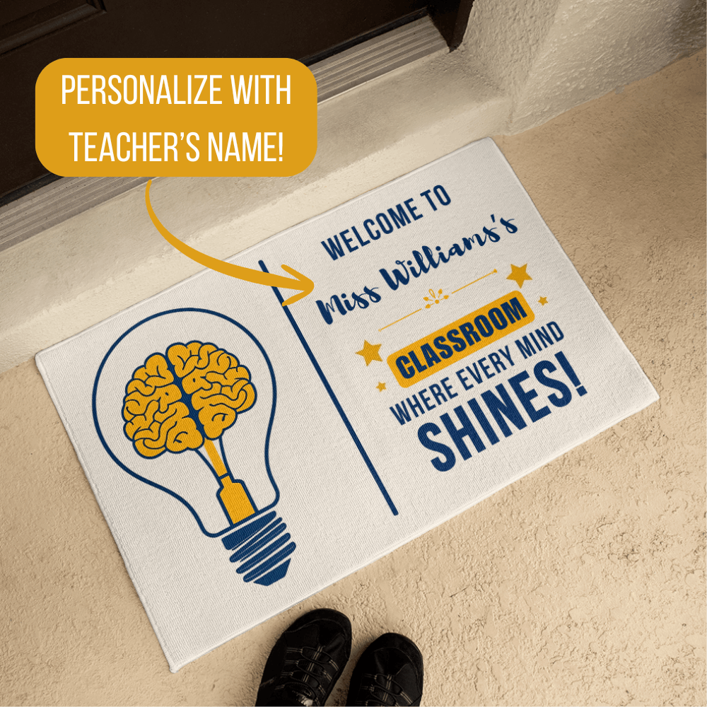 Personalized Teacher Name Doormat - Custom Classroom Decor Welcome Mat | Teacher Appreciation Gift for School
