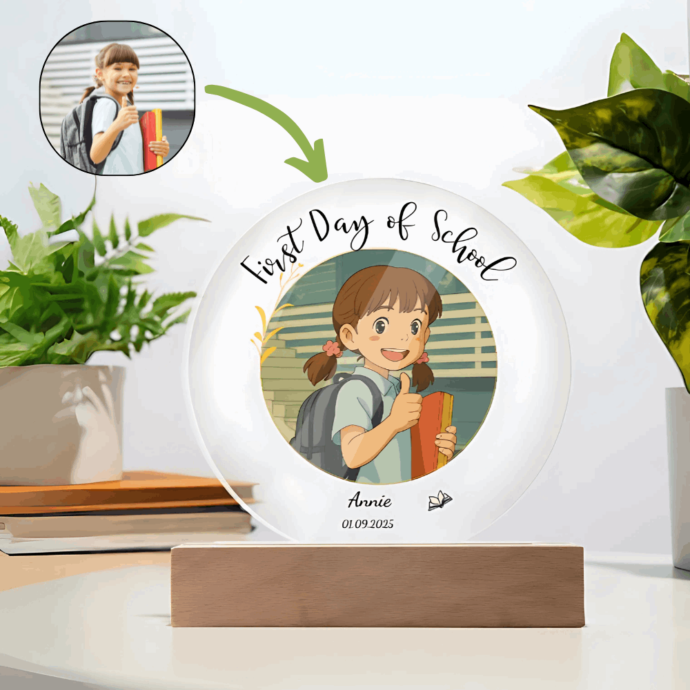 Personalized First Day of School Acrylic Plaque - Custom Japanese Anime Style Photo & Name - Back to School Memory Keepsake
