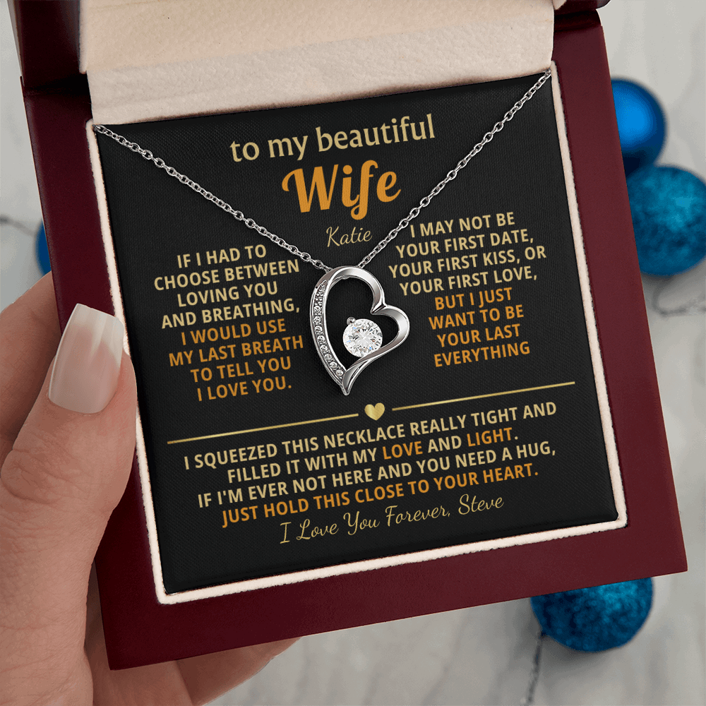 Personalized To My Wife Necklace - Heartfelt Heart Gift Set for Christmas, Anniversary or Birthday