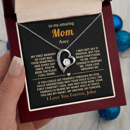 Personalized To My Mom Necklace - From Son or Daughter - Heartfelt Gift Set for Christmas, Mother's Day or Birthday