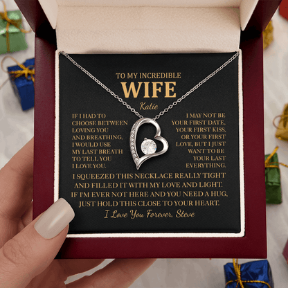 Personalized To My Wife Heart Necklace - Romantic Gift Set with Message Card