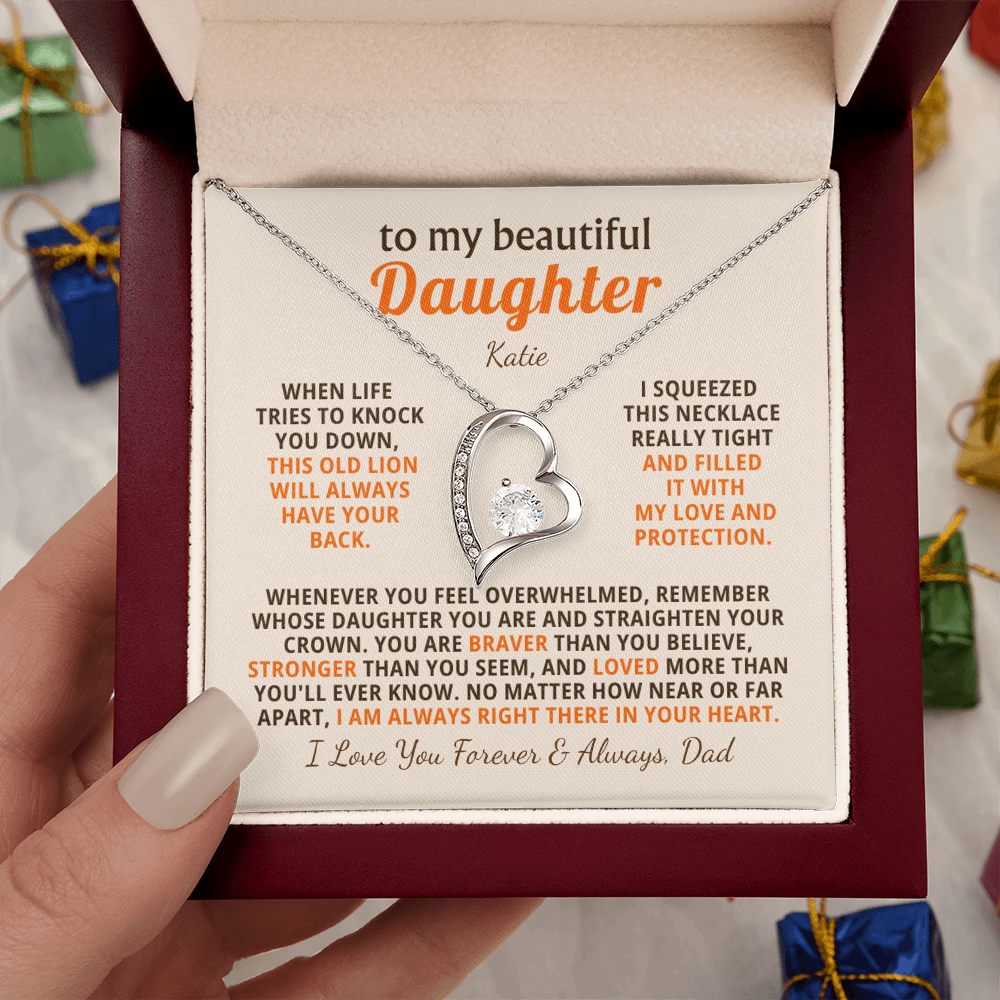 Personalized To My Daughter Necklace - Heartfelt Gift Set for Christmas, Birthday or Just Because (beige card)