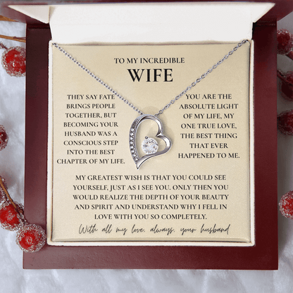 To My Wife Necklace - Romantic Heart Gift with Message Card