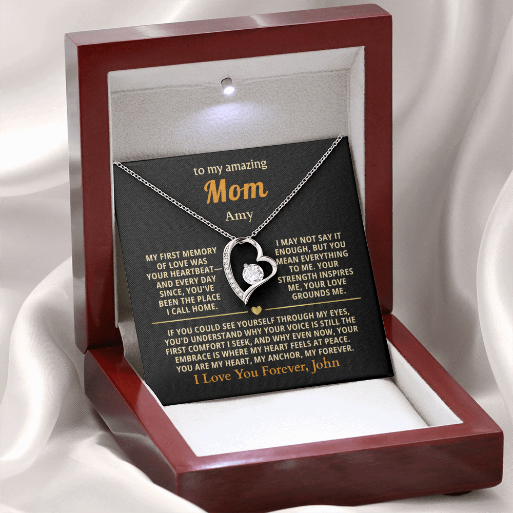Personalized To My Mom Necklace - From Son or Daughter - Heartfelt Gift Set for Christmas, Mother's Day or Birthday
