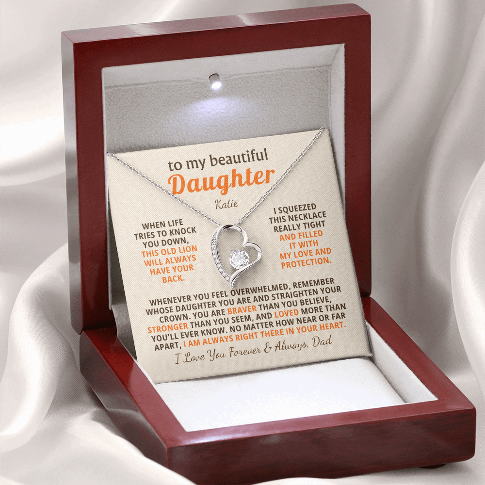 Personalized To My Daughter Necklace - Heartfelt Gift Set for Christmas, Birthday or Just Because (beige card)