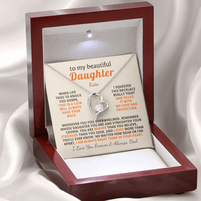 Personalized To My Daughter Necklace - Heartfelt Gift Set for Christmas, Birthday or Just Because (beige card)