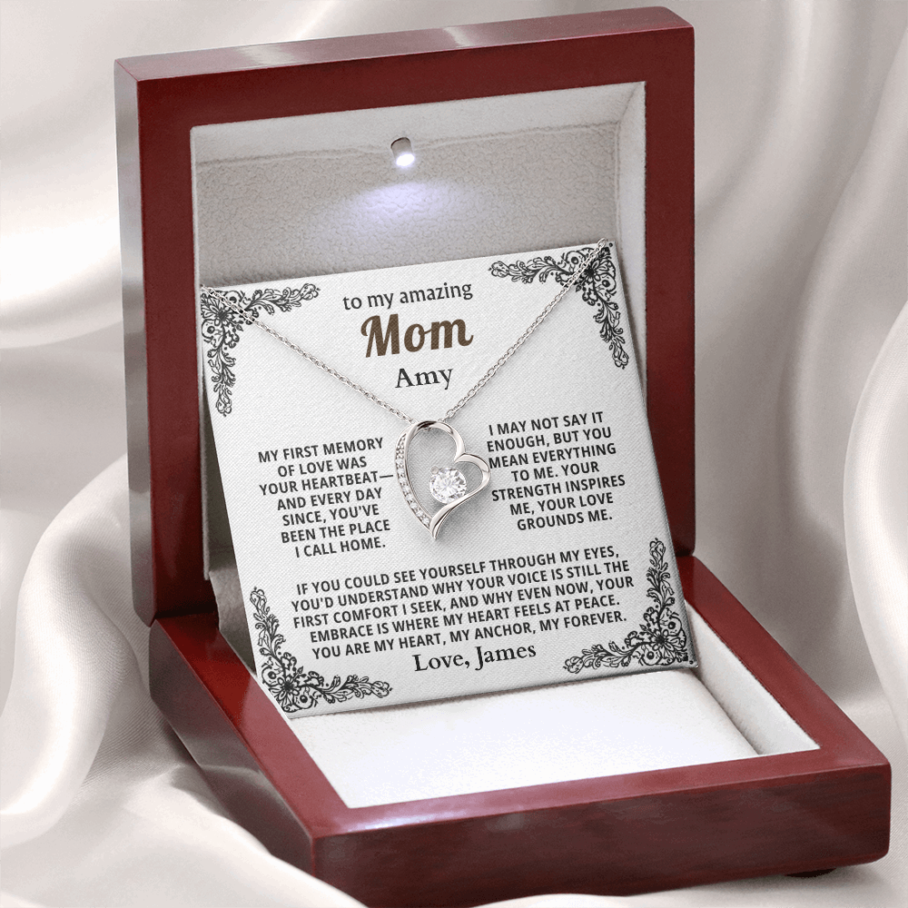 Personalized To My Mom Necklace - From Son or Daughter - Heartfelt Gift Set for Christmas, Mother's Day or Birthday (white card 2)