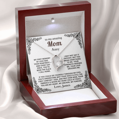 Personalized To My Mom Necklace - From Son or Daughter - Heartfelt Gift Set for Christmas, Mother's Day or Birthday (white card 2)