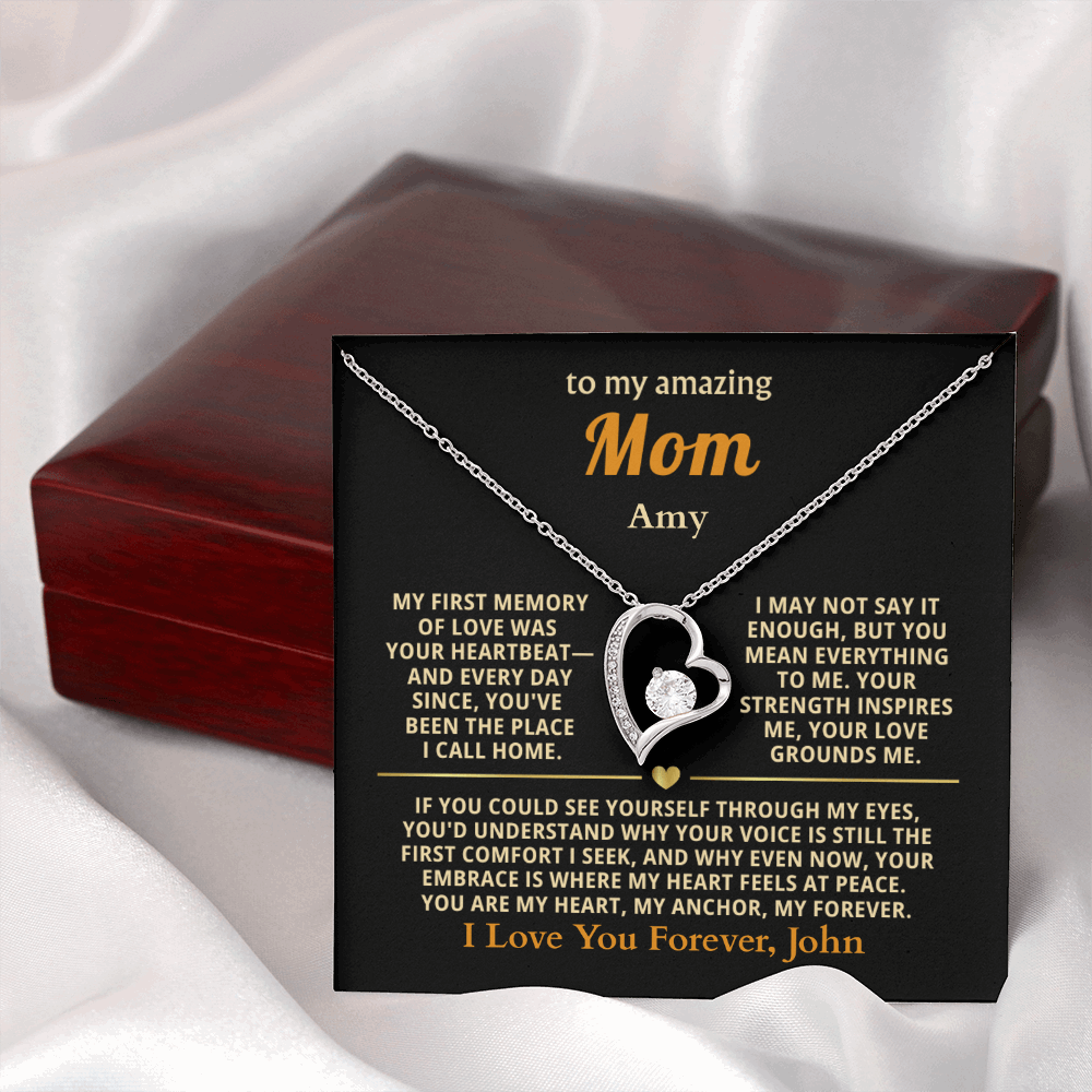 Personalized To My Mom Necklace - From Son or Daughter - Heartfelt Gift Set for Christmas, Mother's Day or Birthday