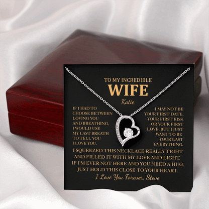 Personalized To My Wife Heart Necklace - Romantic Gift Set with Message Card