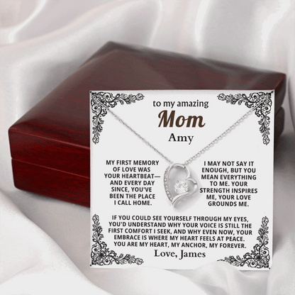 Personalized To My Mom Necklace - From Son or Daughter - Heartfelt Gift Set for Christmas, Mother's Day or Birthday (white card 2)