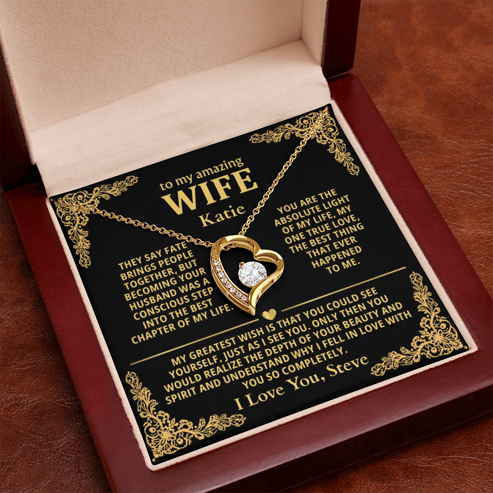 Personalized To My Wife Necklace - Heartfelt Gift Set for Christmas, Anniversary or Birthday