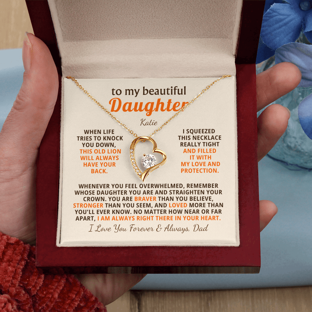 Personalized To My Daughter Necklace - Heartfelt Gift Set for Christmas, Birthday or Just Because (beige card)