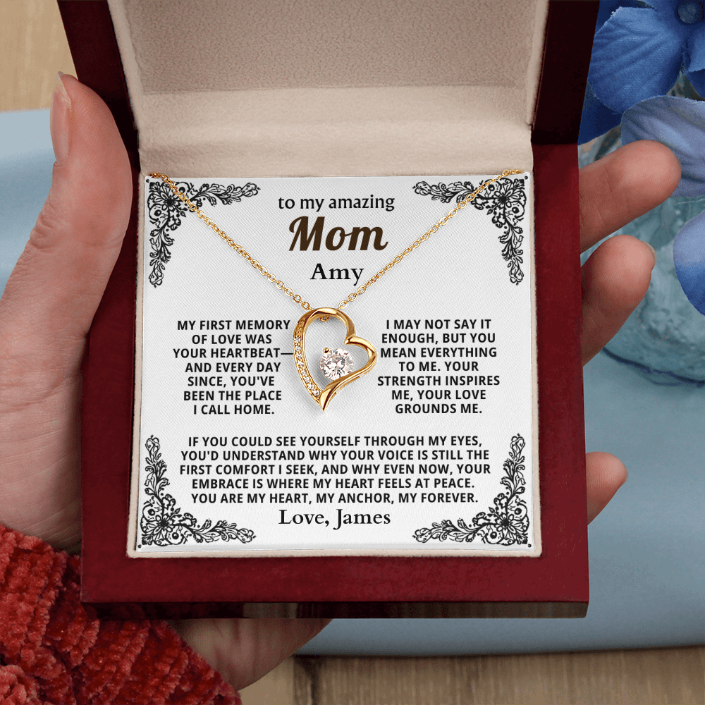 Personalized To My Mom Necklace - From Son or Daughter - Heartfelt Gift Set for Christmas, Mother's Day or Birthday (white card 2)