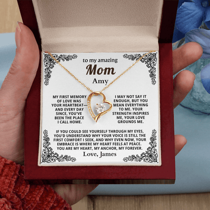 Personalized To My Mom Necklace - From Son or Daughter - Heartfelt Gift Set for Christmas, Mother's Day or Birthday (white card 2)