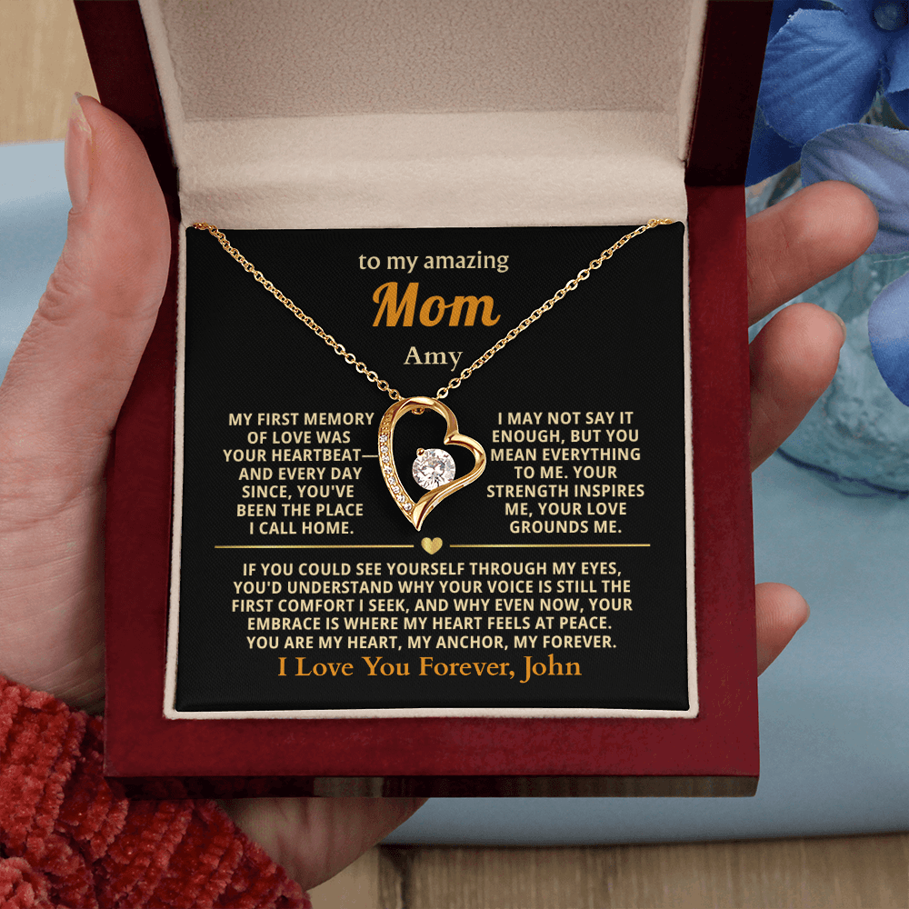 Personalized To My Mom Necklace - From Son or Daughter - Heartfelt Gift Set for Christmas, Mother's Day or Birthday