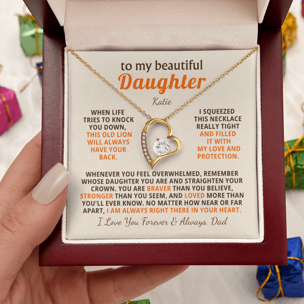 Personalized To My Daughter Necklace - Heartfelt Gift Set for Christmas, Birthday or Just Because (beige card)