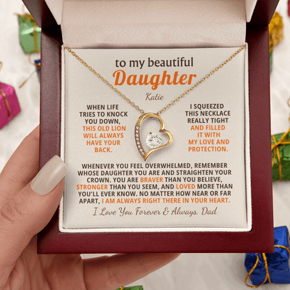 Personalized To My Daughter Necklace - Heartfelt Gift Set for Christmas, Birthday or Just Because (beige card)