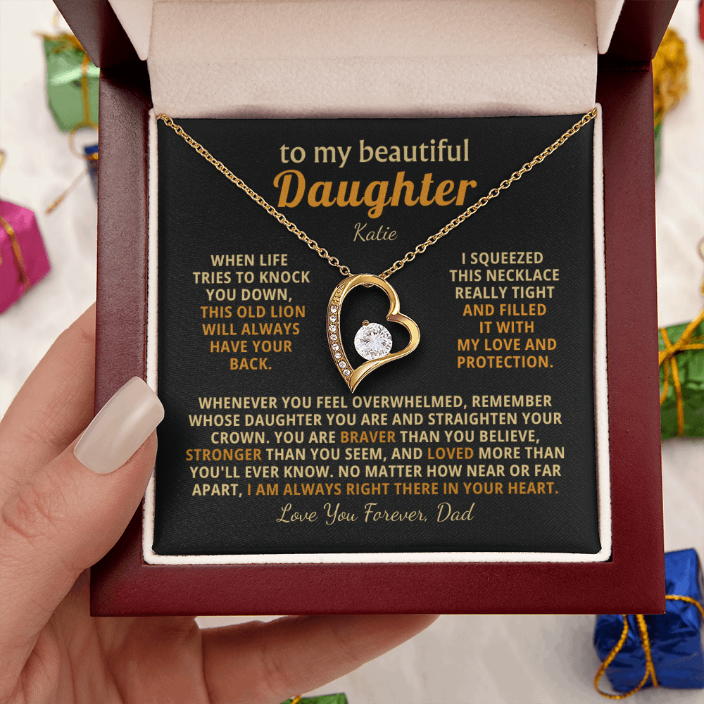 Personalized To My Daughter Necklace - Heartfelt Gift Set for Christmas, Birthday or Just Because (black card)