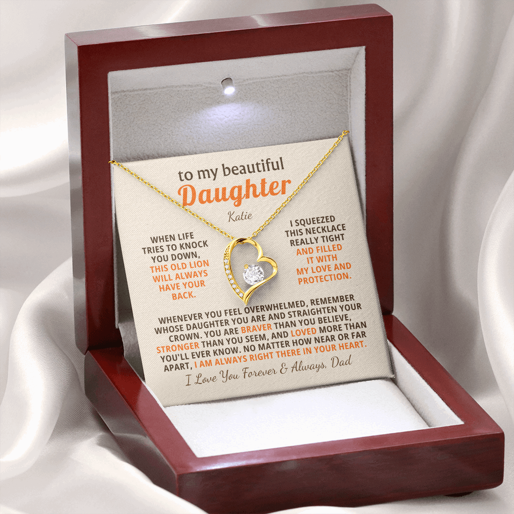 Personalized To My Daughter Necklace - Heartfelt Gift Set for Christmas, Birthday or Just Because (beige card)