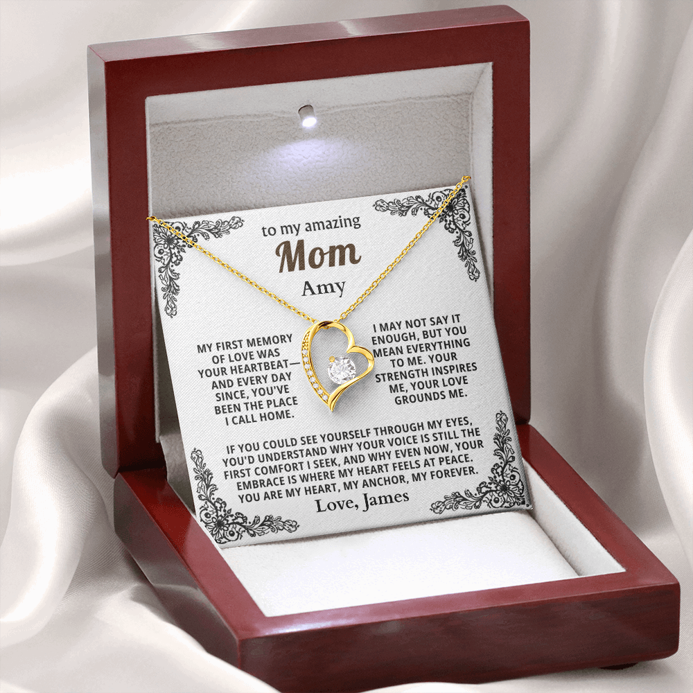 Personalized To My Mom Necklace - From Son or Daughter - Heartfelt Gift Set for Christmas, Mother's Day or Birthday (white card 2)