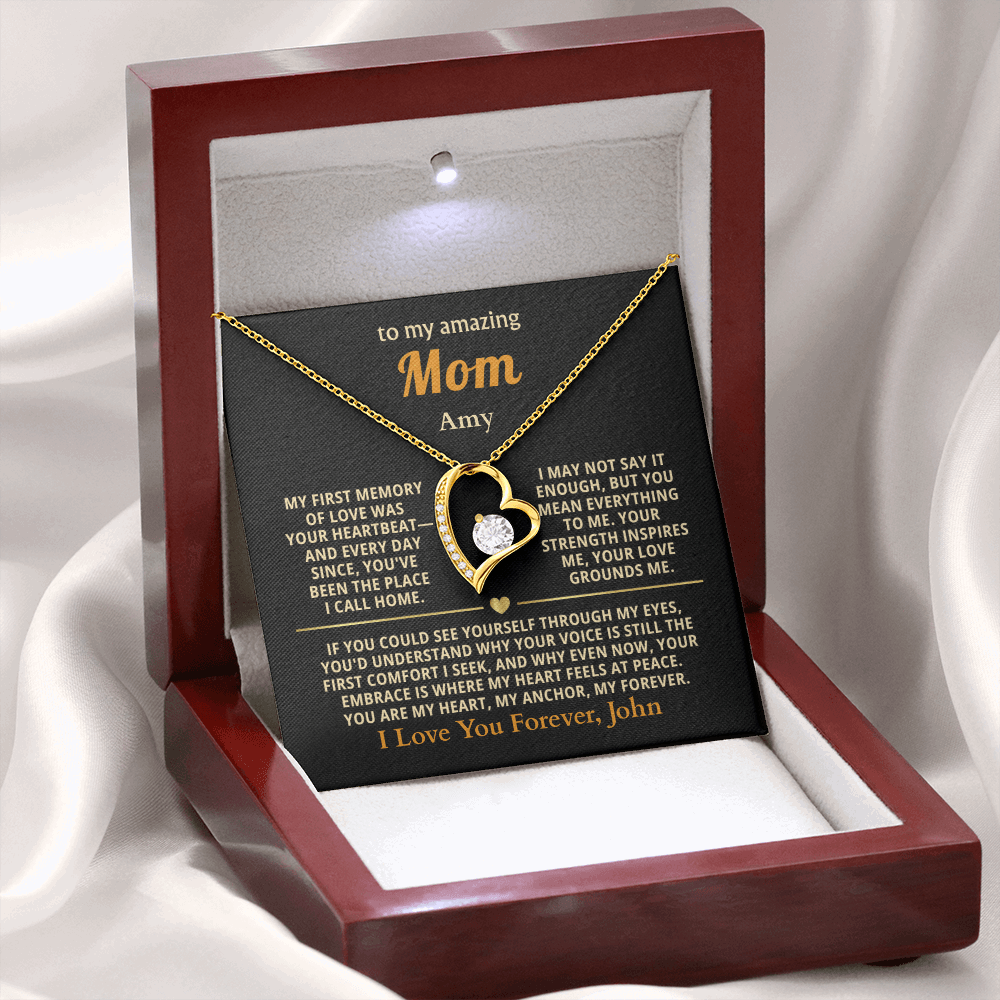 Personalized To My Mom Necklace - From Son or Daughter - Heartfelt Gift Set for Christmas, Mother's Day or Birthday