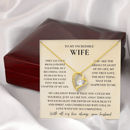 To My Wife Necklace - Romantic Heart Gift with Message Card