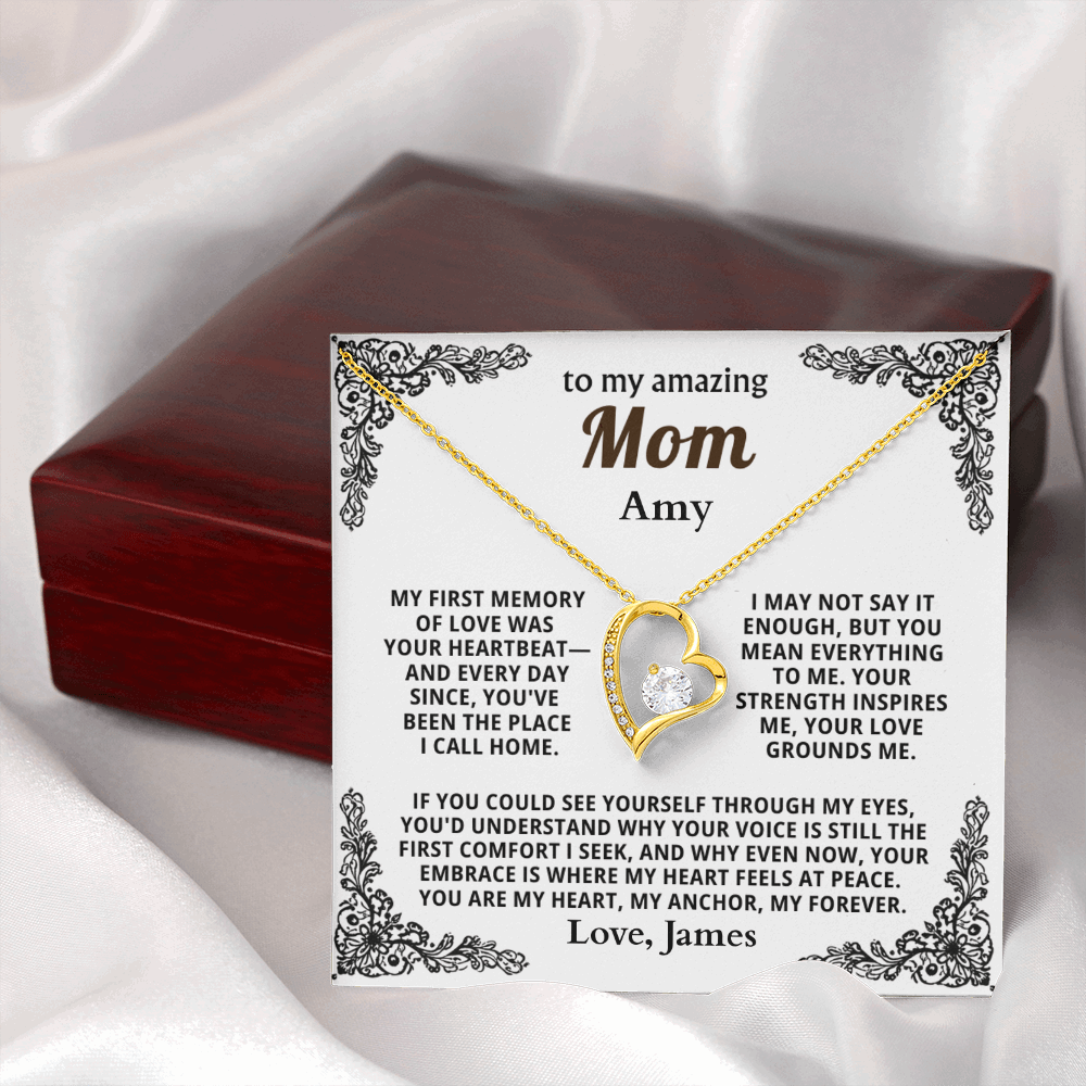 Personalized To My Mom Necklace - From Son or Daughter - Heartfelt Gift Set for Christmas, Mother's Day or Birthday (white card 2)