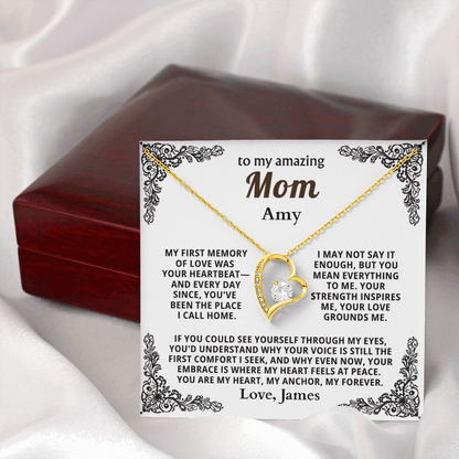 Personalized To My Mom Necklace - From Son or Daughter - Heartfelt Gift Set for Christmas, Mother's Day or Birthday (white card 2)