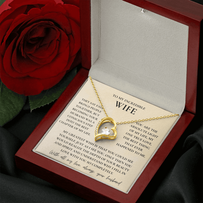 To My Wife Necklace - Romantic Heart Gift with Message Card