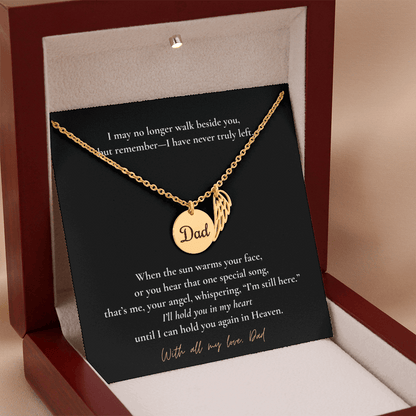 Memorial Jewelry for Loss of Dad – Remembrance Necklace with Angel Wing – Sympathy Gift Keepsake