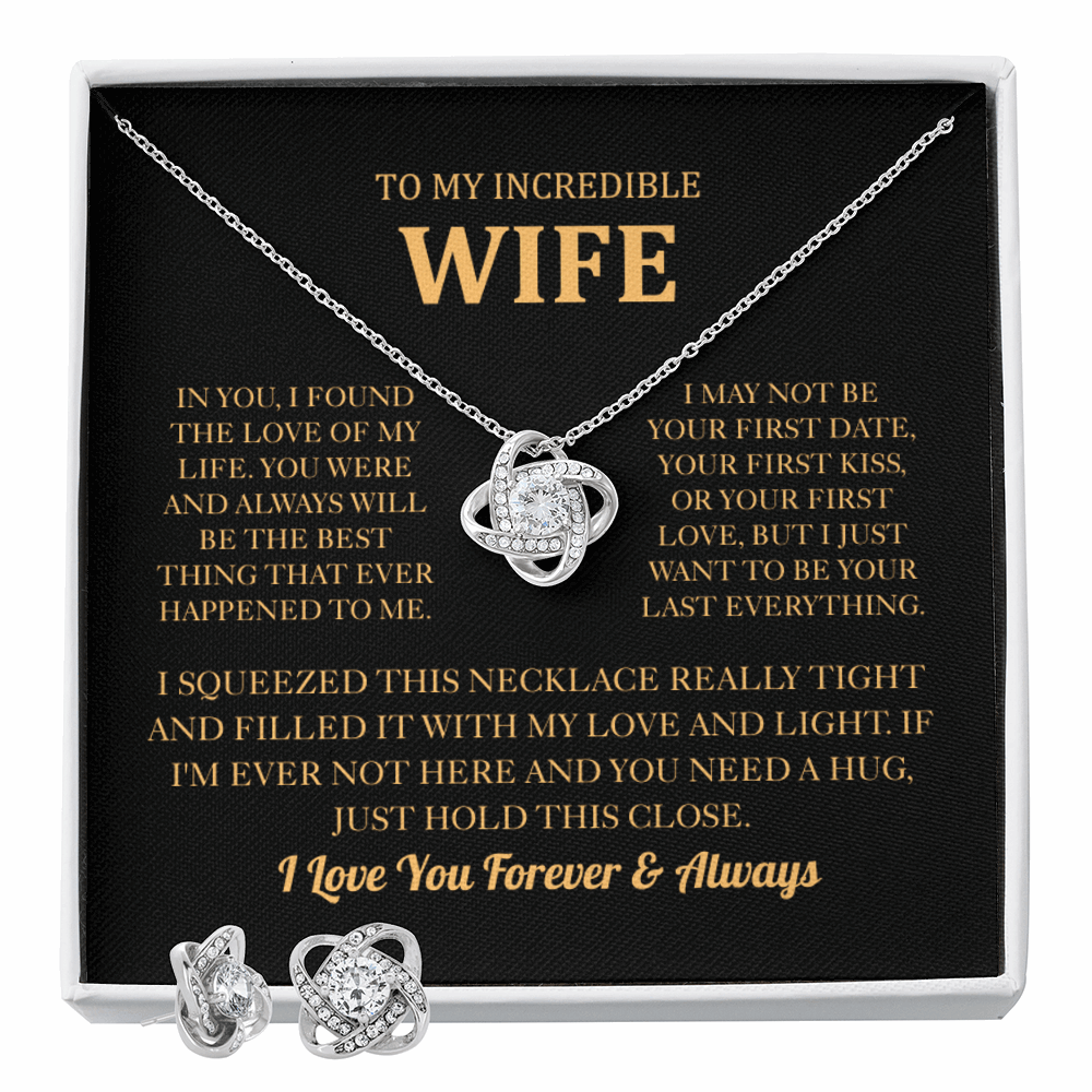 To My Wife Love Knot Necklace & Earring Set
