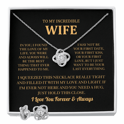 To My Wife Love Knot Necklace & Earring Set