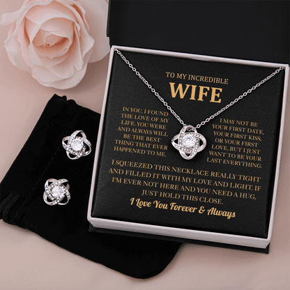 To My Wife Love Knot Necklace & Earring Set
