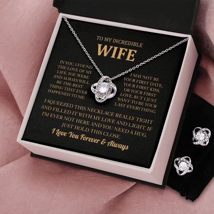 To My Wife Love Knot Necklace & Earring Set