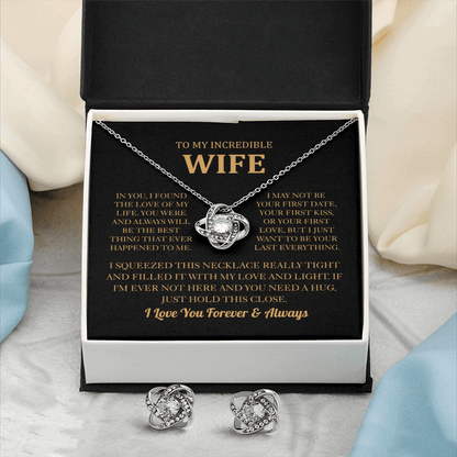 To My Wife Love Knot Necklace & Earring Set