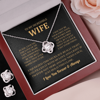 To My Wife Love Knot Necklace & Earring Set
