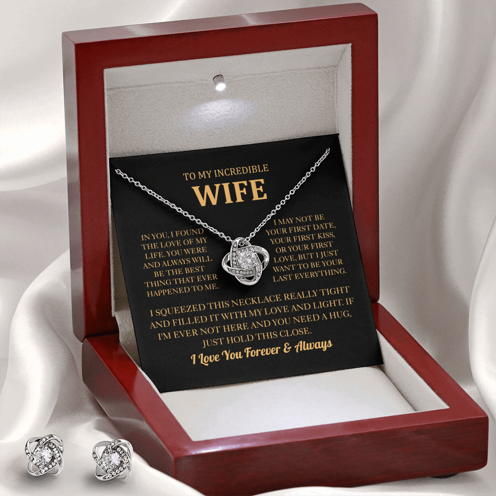 To My Wife Love Knot Necklace & Earring Set