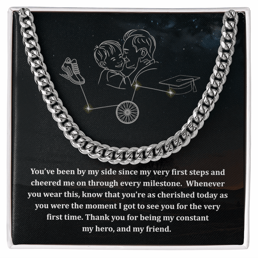 Dad's Cuban Link Chain Necklace – Silver or Gold Men's Jewelry Gift for Father's Day