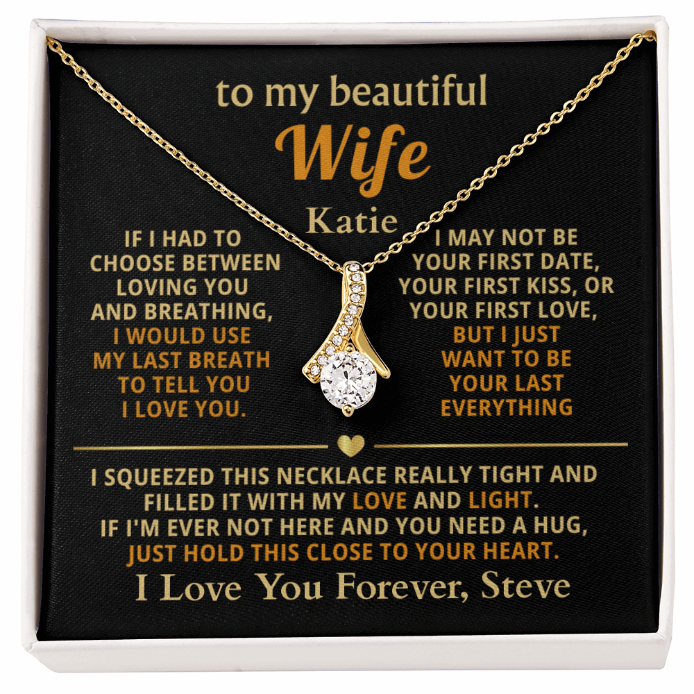 Personalized To My Wife Necklace - Heartfelt Alluring Beauty Gift Set for Christmas, Anniversary or Birthday